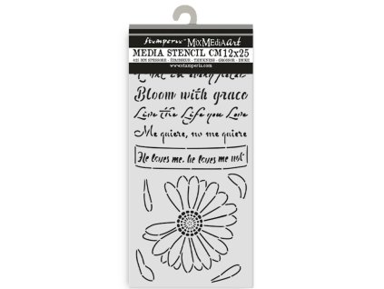 stamperia daisy art thick stencil 12x25cm he loves 157 11zon