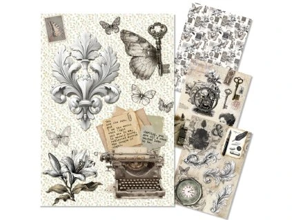 Rýžový papír Ciao Bella A4 Typographic 4ks