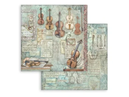 stamperia symphony 12x12 inch paper sheet violin 1