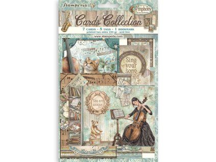 stamperia symphony cards collection by sara alcobe