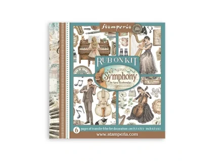 stamperia symphony rub on 155x155cm assortment 6pc