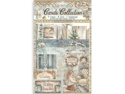 stamperia white christmas cards collection by cris