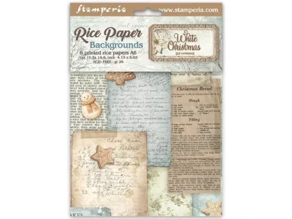 stamperia white christmas a6 rice paper background