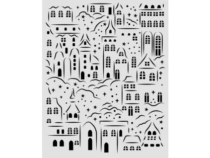 stamperia thick stencils 20x25cm christmas village (1)