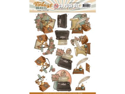 3D Výřezy Vintage kancelář - perforované