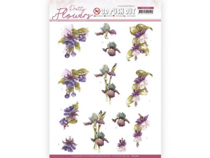 SB10498 papírové výřezy 3D fialové květiny