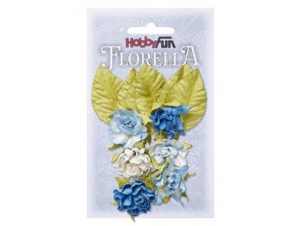 3866089 Papírové květy a listy FLORELLA modré