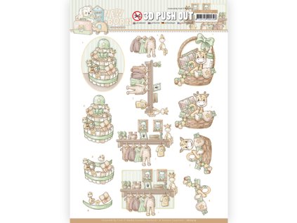 SB10519 3D papírové výřezy Baby košík