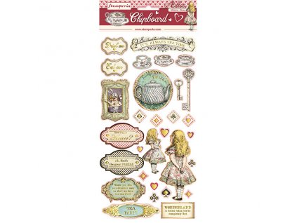 stamperia chipboard 15x30cm alice gold dflcb12g