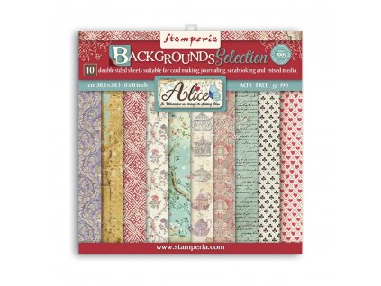 stamperia alice backgrounds 8x8 inch paper pack sb