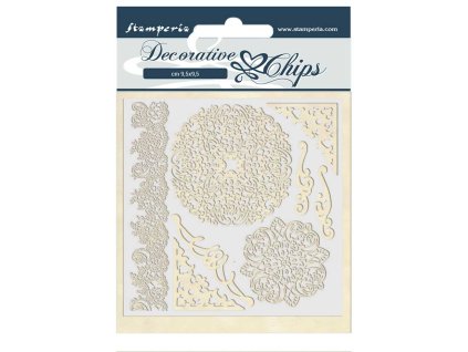 stamperia decorative chips passion laces and corne