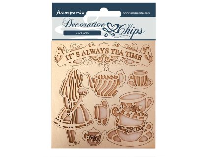 stamperia decorative chips alice tea time scb49