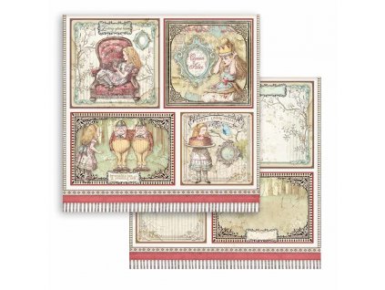 stamperia alice 4 cards 12x12 inch paper sheets 10