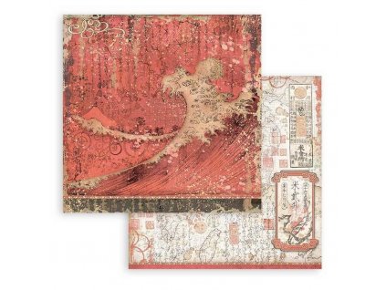stamperia sir vagabond in japan red texture 12x12