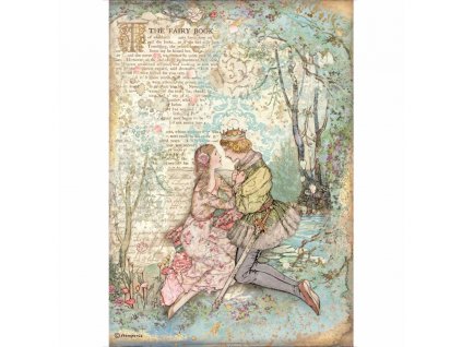 stamperia rice paper a4 sleeping beauty lovers 6 p