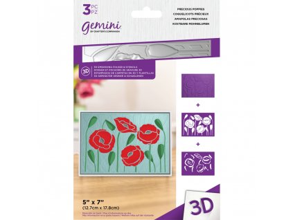 gemini precious poppies 3d embossing folder stenci