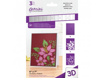 gemini beautiful lilies 3d embossing folder stenci