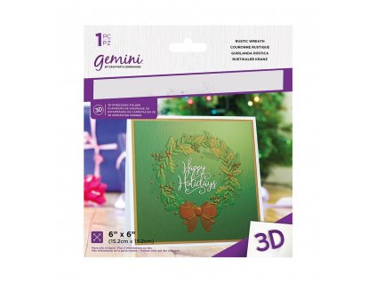 gemini rustic wreath 3d embossing folder gem ef6 3