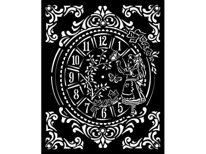 stamperia thick stencil 20x25cm alice clock kstd09