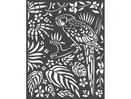 stamperia thick stencil 20x25cm amazonia parrot ks