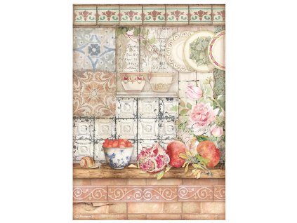 stamperia a4 rice paper casa granada tiles 6 pcs d