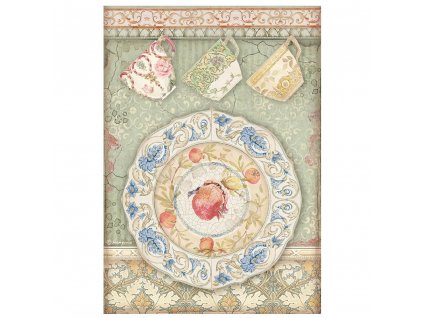 stamperia a4 rice paper casa granada plate and cup