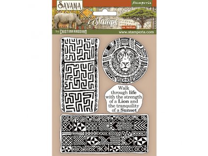 stamperia natural rubber stamp savana etnical bord
