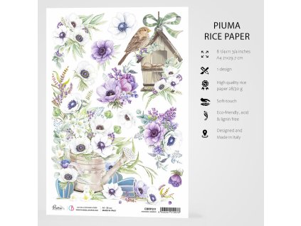 Rýžový papír Sparrow Hill A4 Anemone Garden