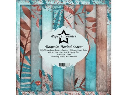 paper favourites turquoise tropical leaves 12x12 i