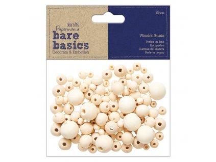 papermania bare basics wooden round beads 120pcs p