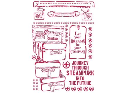stamperia stencil a4 lady vagabond luggage ksg455 (1)