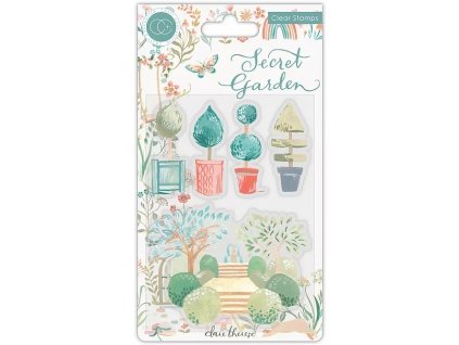 craft consortium secret garden topiary clear stamp