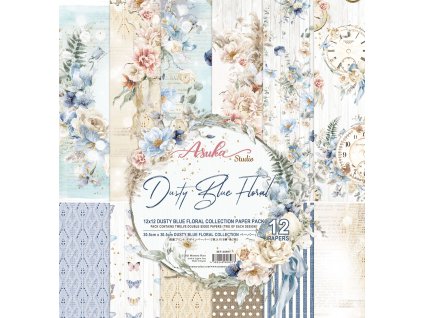 memory place dusty blue floral 12x12 inch paper pa