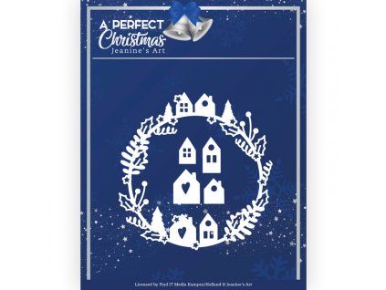 Šablona kovová vyřezávací Perfektní Vánoce vánoční domky