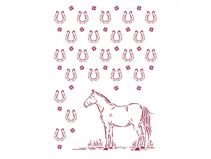 stamperia stencil a4 romantic horses horseshoes pa