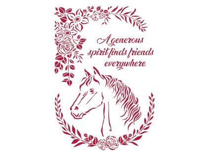 stamperia stencil a4 romantic horses horse with fl