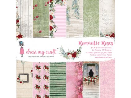dress my craft romantic roses 6x6 inch paper pad d