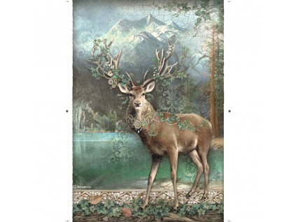 stamperia magic forest a4 rice paper packed deer 6