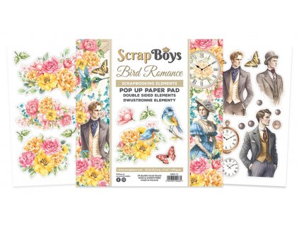 scrapboys bird romance 6x6 inch pop up paper pad b