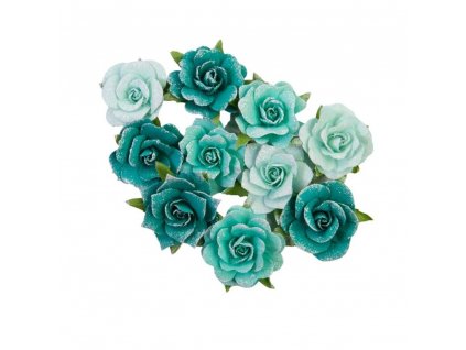 prima marketing painted floral flowers shiny teal