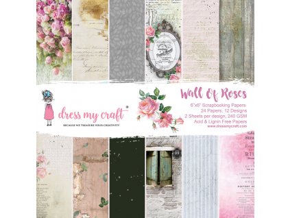 dress my craft wall of roses 6x6 inch paper pad dm