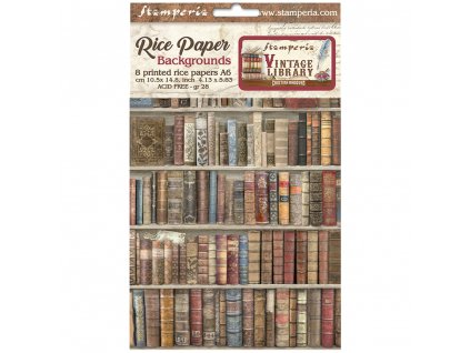 stamperia vintage library a6 rice paper background