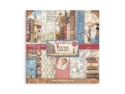 stamperia vintage library 8x8 inch paper pack sbbs