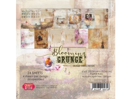 craft you design blooming grunge 6x6 inch paper se