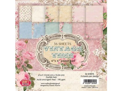 craft you design vintage time 6x6 inch paper set 1