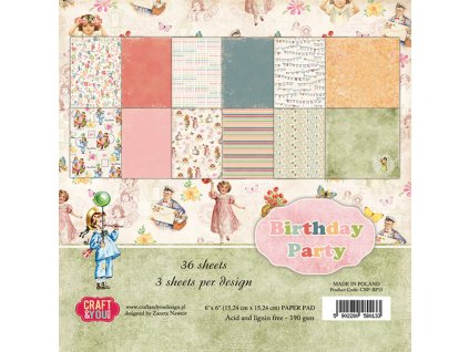craft you design birthday party 6x6 inch paper set
