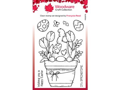 woodware flower pot gnome clear stamps frs978