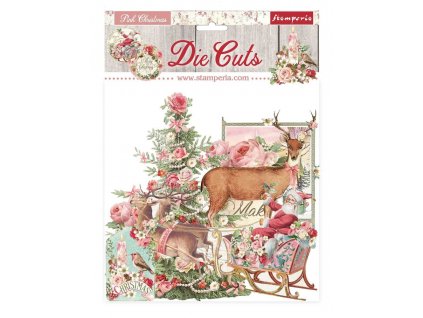 stamperia pink christmas die cuts 43pcs dfldc45