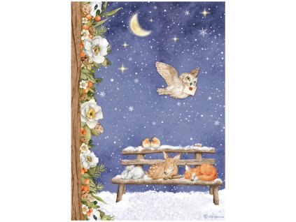 stamperia winter valley a4 rice paper sweet night