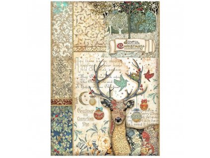 stamperia christmas greetings a4 rice paper deer 6